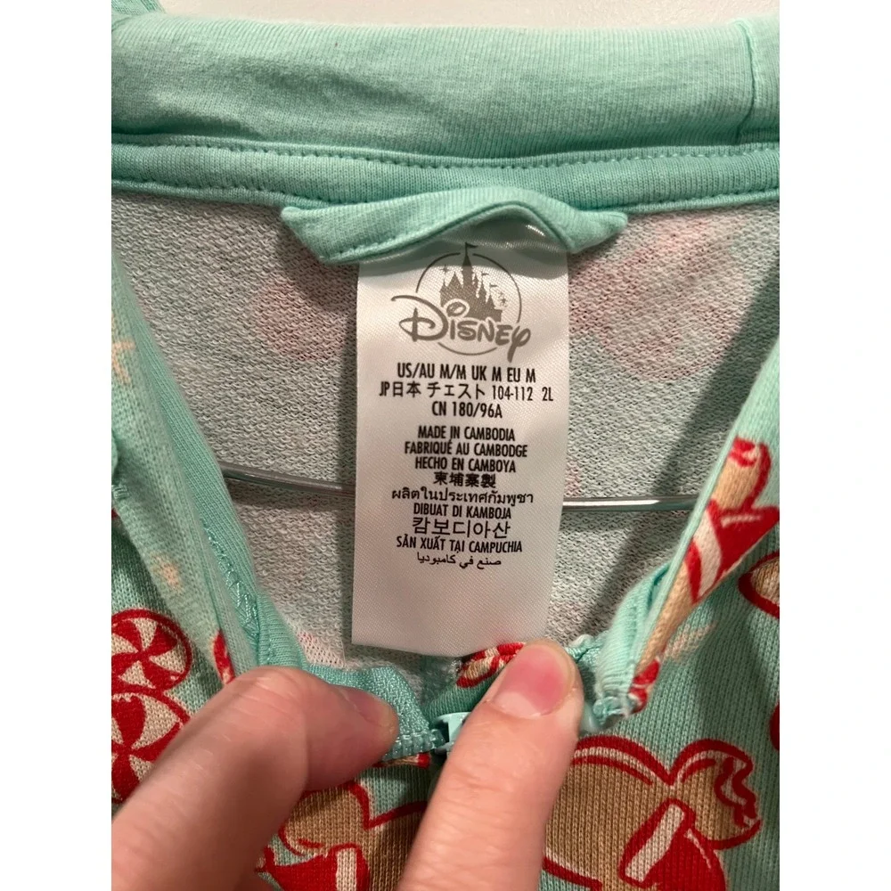 Disney Adult Pajama Union Suit Mickey Gingerbread Mint Green Size M